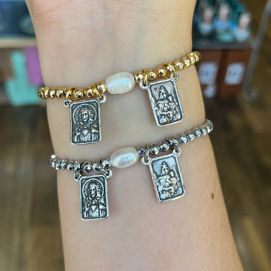 Hematite Small Scapular Adjustable Bracelet