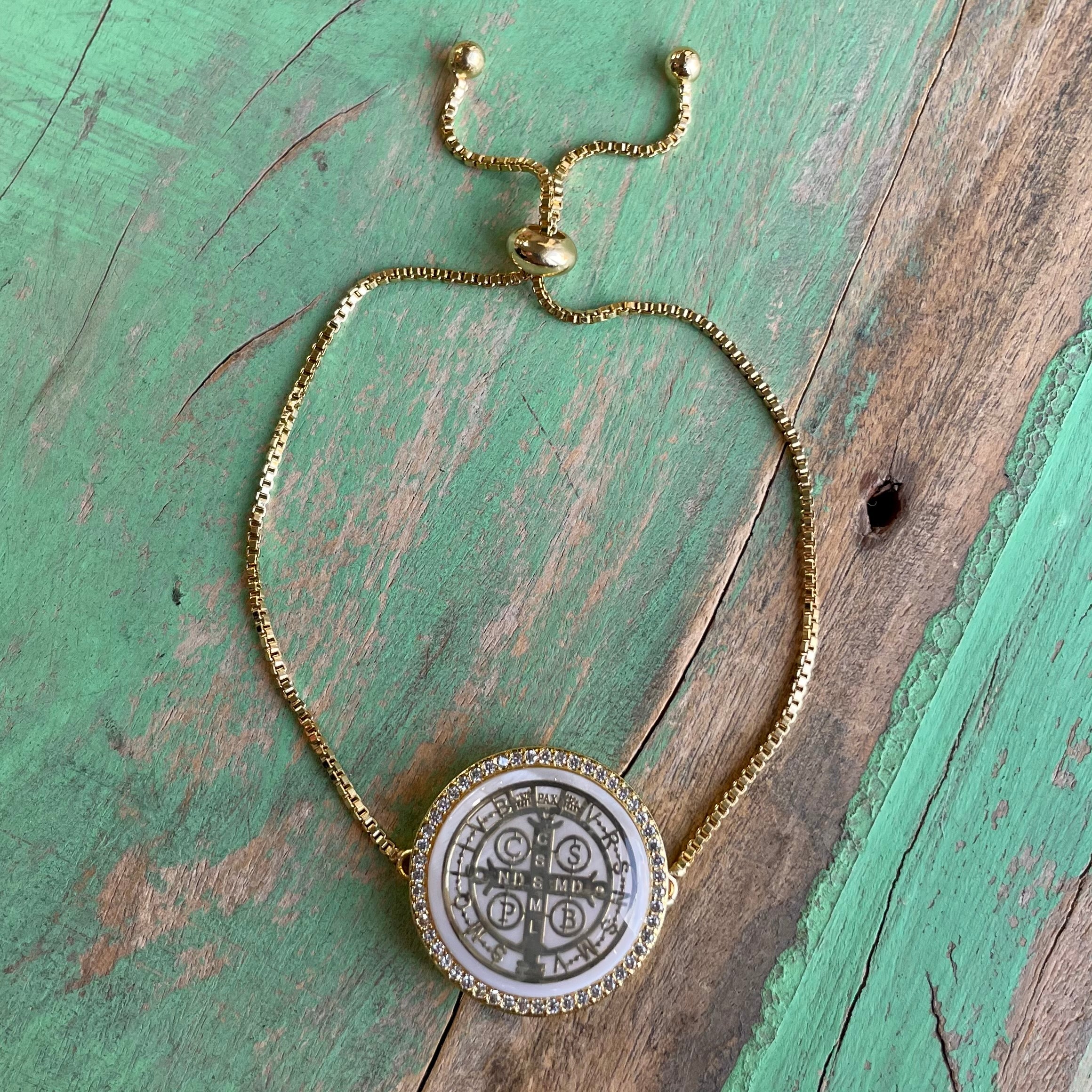 Mother of Pearl St. Benedict Adjustable Bracelet
