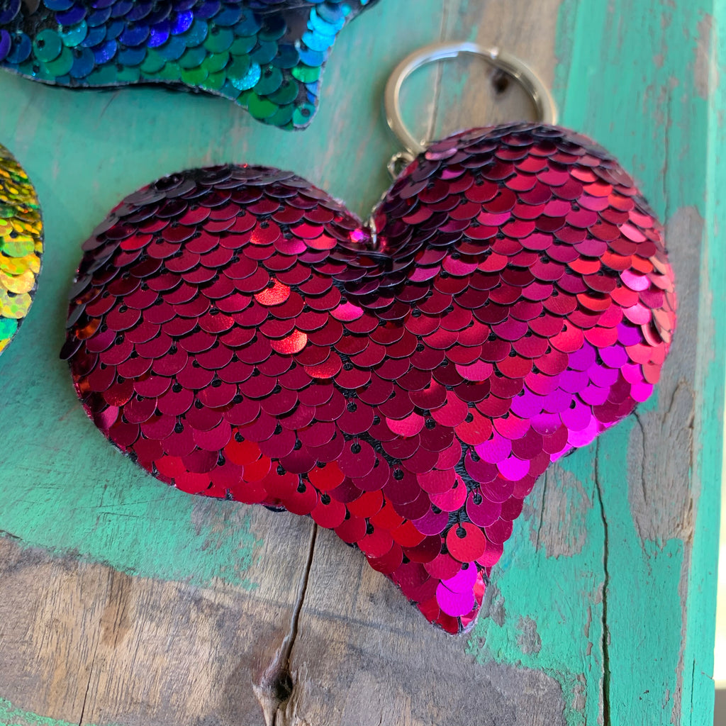 Sequins Heart Key Chain