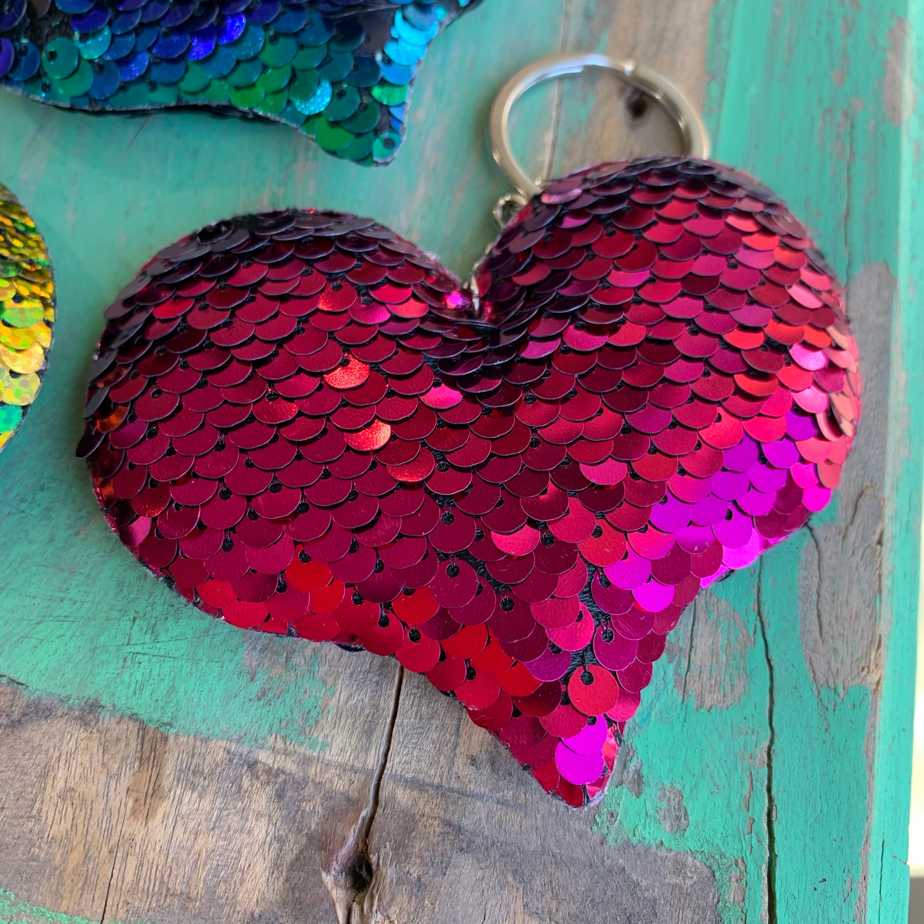 Sequins Heart Key Chain