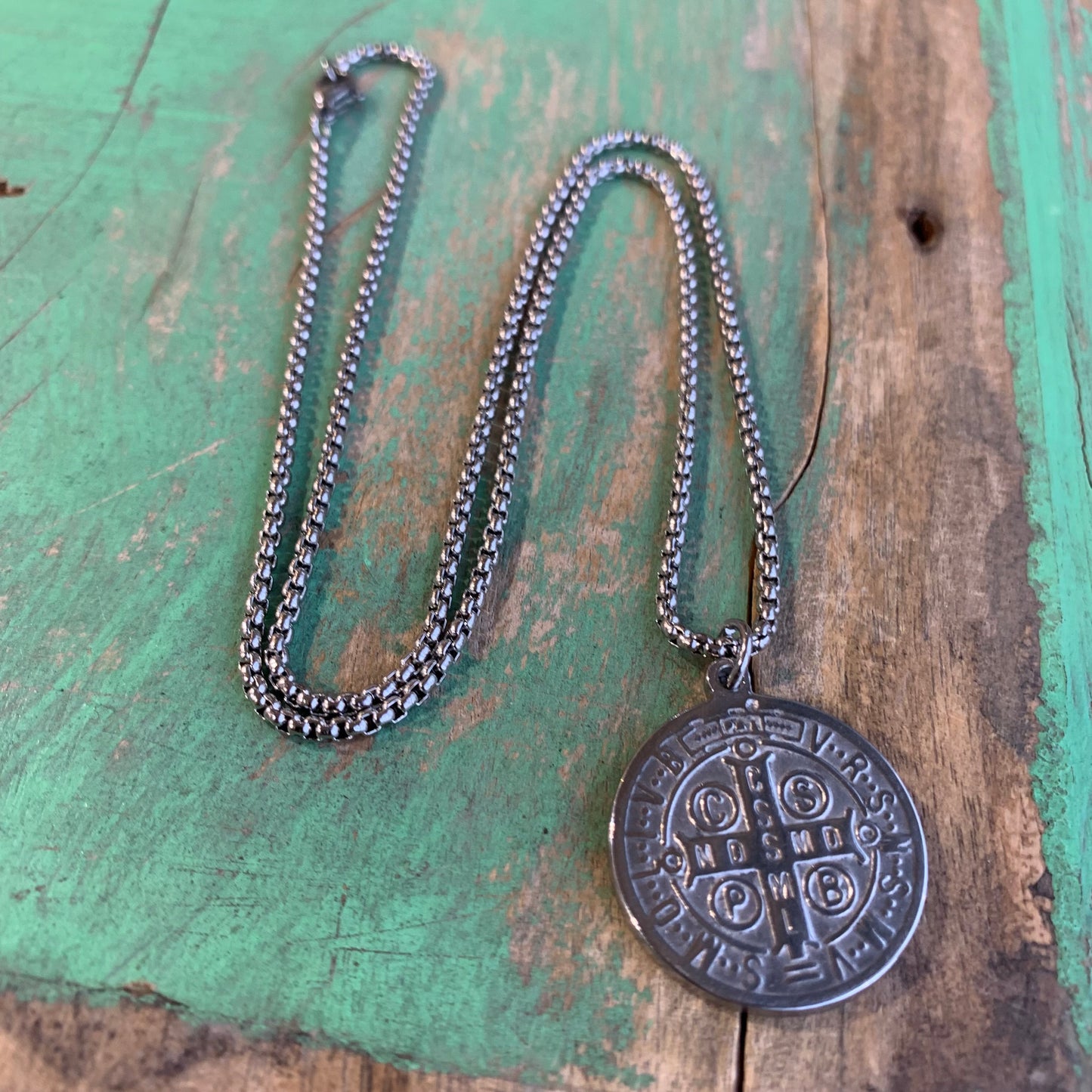Stainless Steel St Benedict Protection Necklace