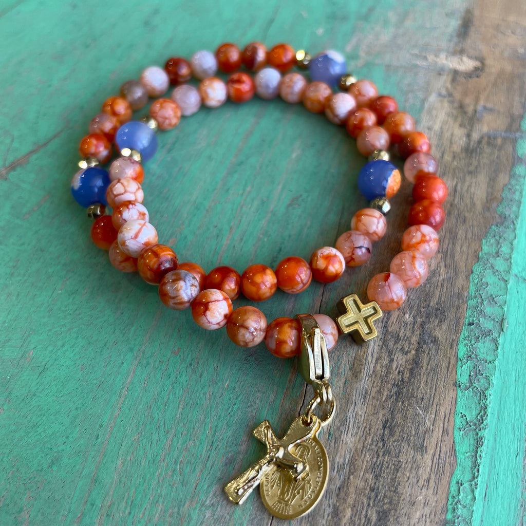 Rosary Wrap Bracelet with Gold Accents