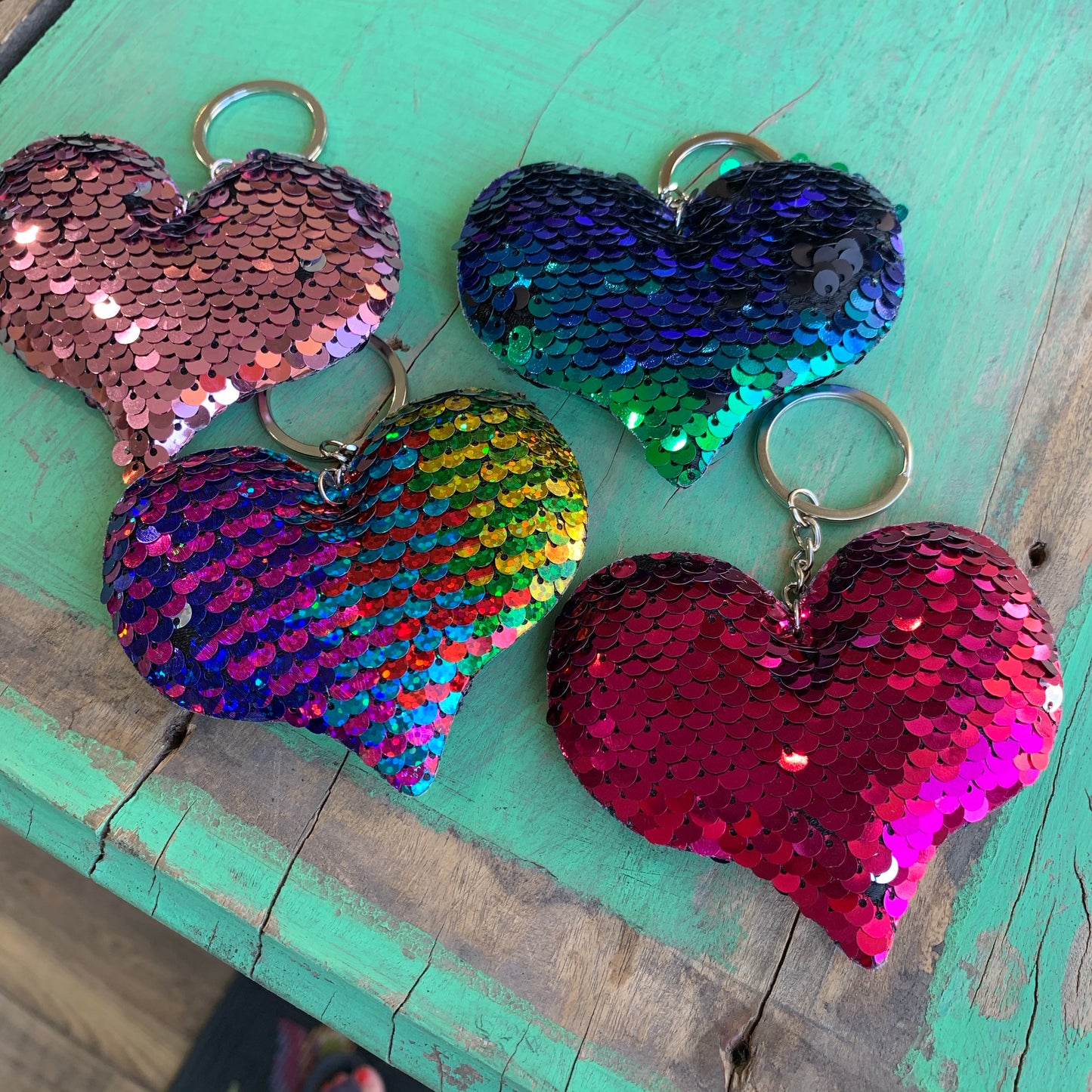 Sequins Heart Key Chain