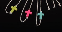 Colorful Sideways Cross Necklace