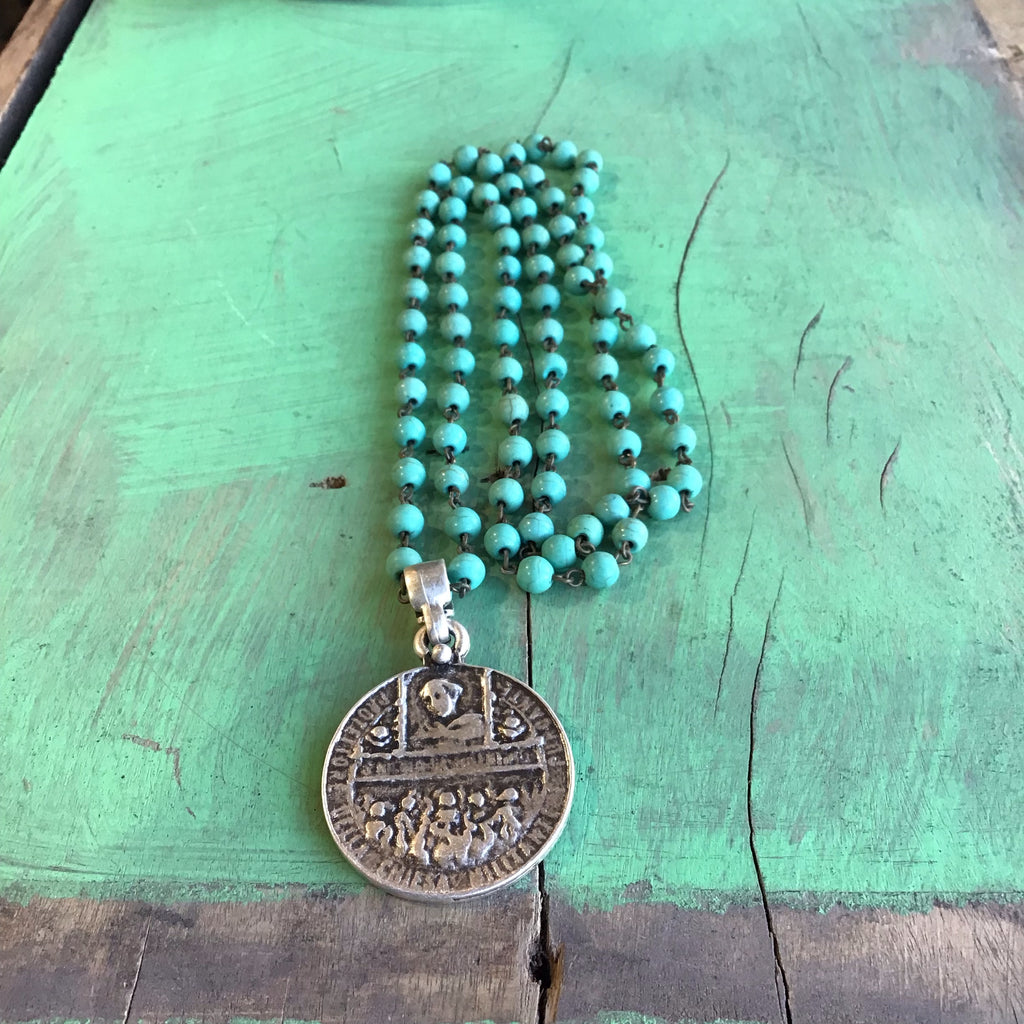 St Anthony Cross Turquoise Faith Necklace