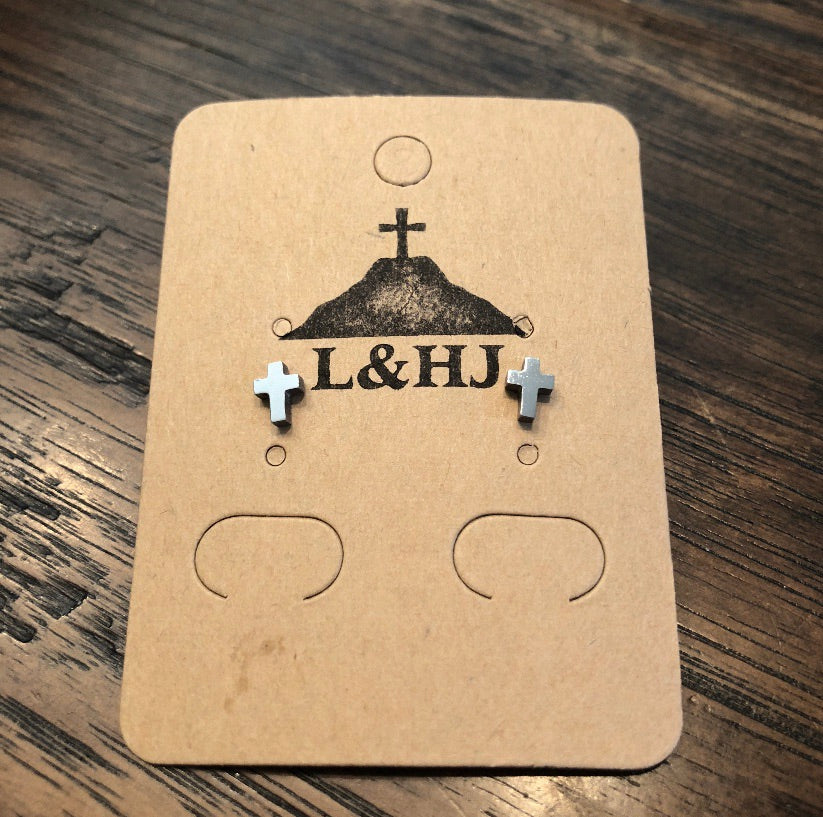 Mini Stainless Steel Cross Earrings