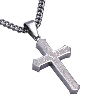 Inlaid Guarded Cross 24” Necklace