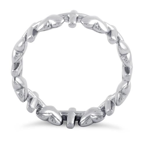 Sterling Silver Heart and Cross Eternity Ring