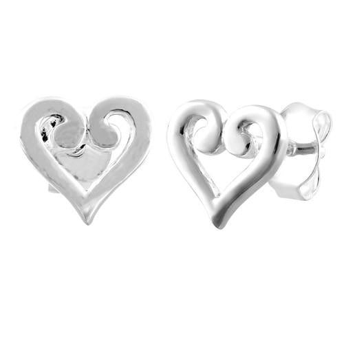 Sterling Silver Heart Swirl Earrings