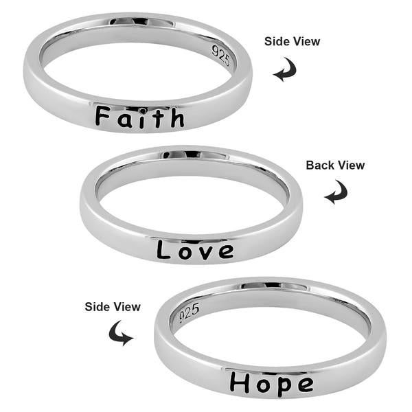 Faith Hope Love Sterling Silver Band Ring