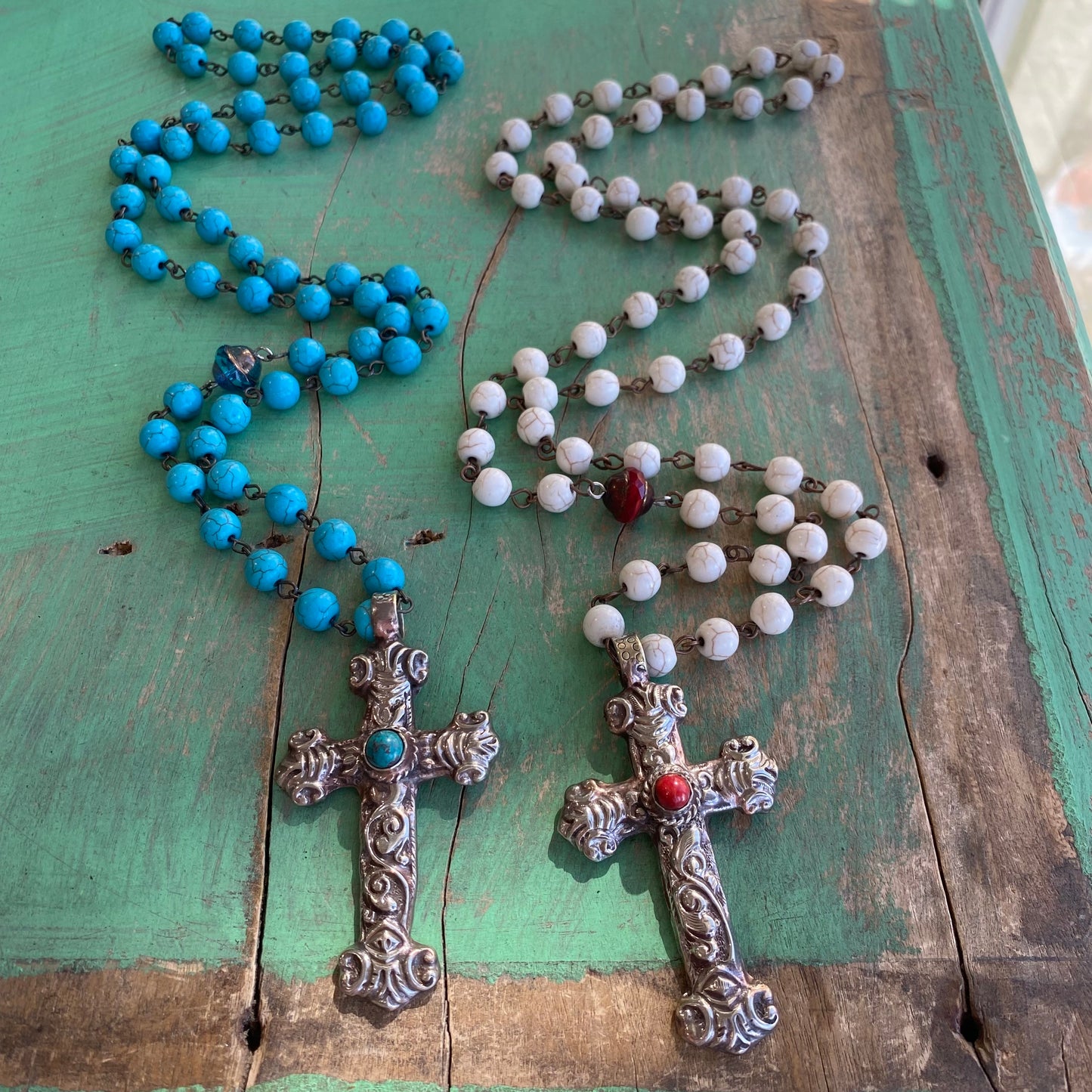 Natural Howlite Cross Necklace