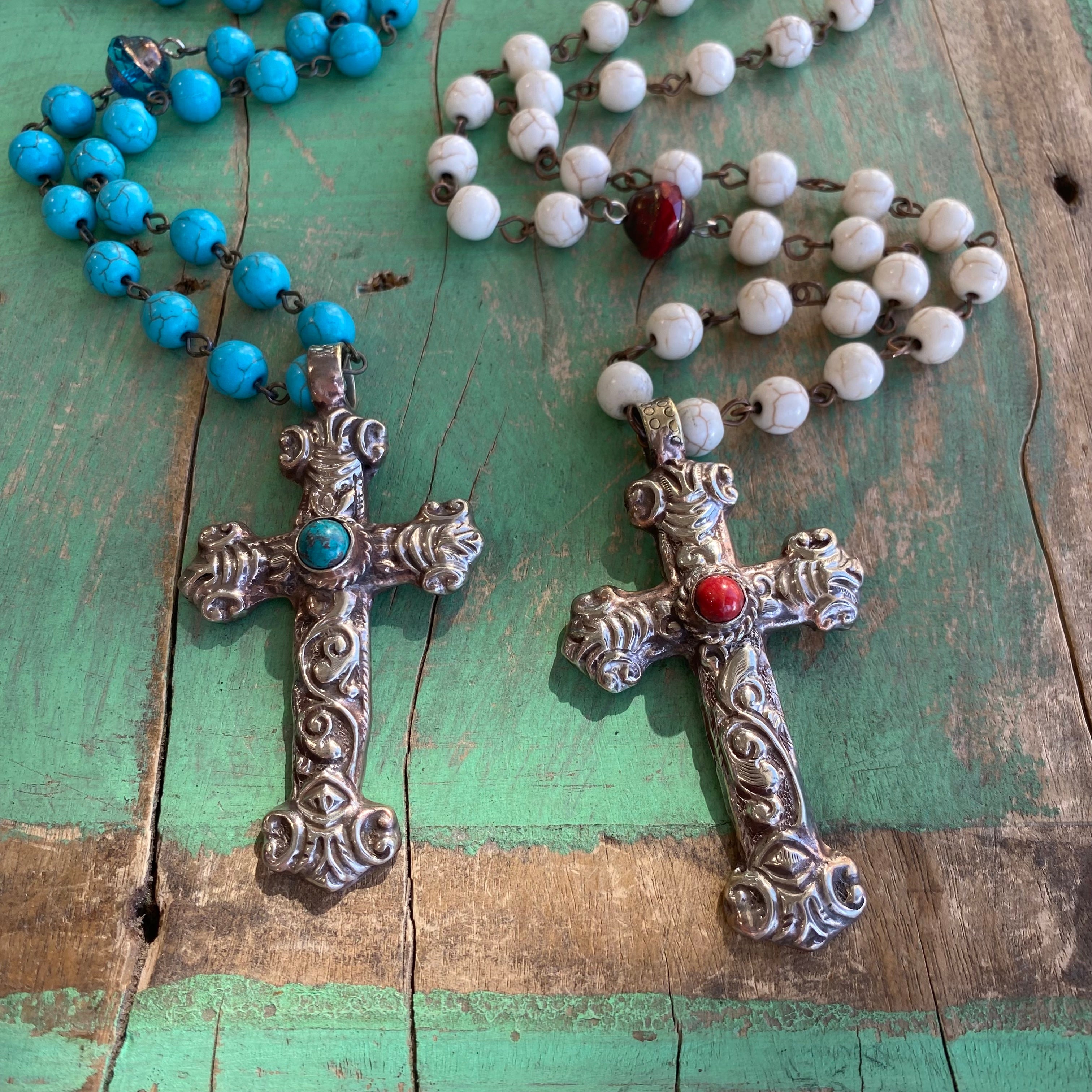 Natural Howlite Cross Necklace