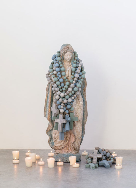Big Wood Bead Rosary Inspired Decor